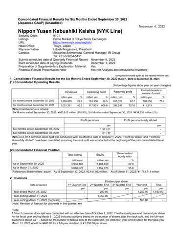 Thumbnail Nippon Yūsen
 Quarterly Report 2022-q2