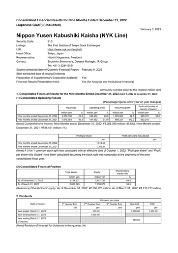 Thumbnail Nippon Yūsen
 Quarterly Report 2022-q3