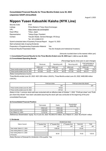 Thumbnail Nippon Yūsen
 Quarterly Report 2023-q1