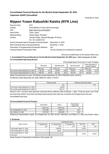 Thumbnail Nippon Yūsen
 Quarterly Report 2023-q2