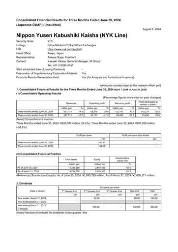 Thumbnail Nippon Yūsen
 Quarterly Report 2024-q1