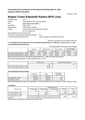 Thumbnail Nippon Yūsen
 Quarterly Report 2024-q3