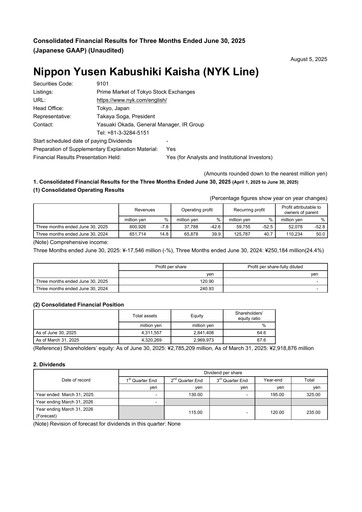Thumbnail Nippon Yūsen
 Quarterly Report 2025-q1