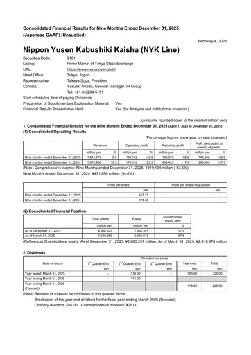 Thumbnail Nippon Yūsen
 Quarterly Report 2025-q3