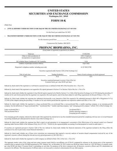 Thumbnail Propanc Biopharma Annual Report 2022-2023