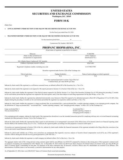 Thumbnail Propanc Biopharma Annual Report 2023-2024