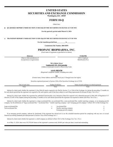 Thumbnail Propanc Biopharma Quarterly Report 2024-q1
