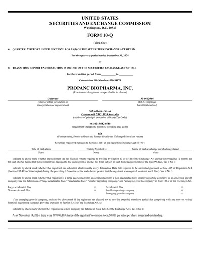 Thumbnail Propanc Biopharma Quarterly Report 2024-q3