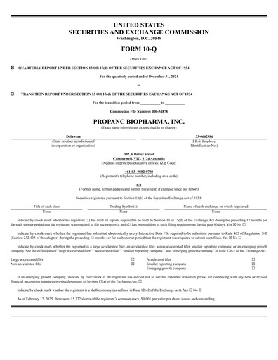 Thumbnail Propanc Biopharma Quarterly Report 2024-q4