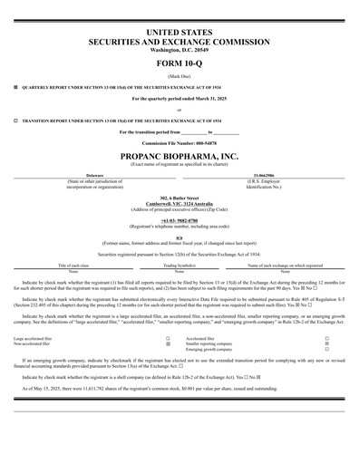 Thumbnail Propanc Biopharma Quarterly Report 2025-q1
