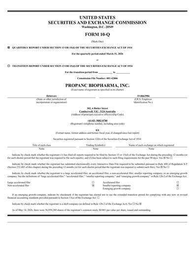 Thumbnail Propanc Biopharma Quarterly Report 2026-q1