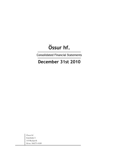 Thumbnail Embla Medical Financial Statement 2010