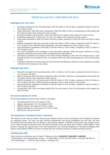 Thumbnail Embla Medical Financial Statement 2014