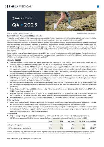Thumbnail Embla Medical Quarterly Report 2025-q4