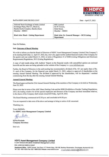 Thumbnail HDFC Asset Management Company Limited Financial Statement 2021-2022