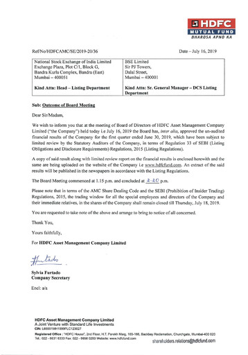 Thumbnail HDFC Asset Management Company Limited Quarterly Report 2019-q1