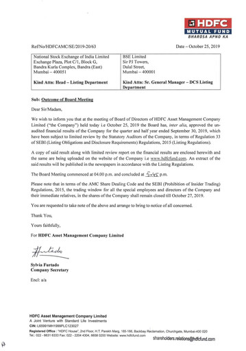 Thumbnail HDFC Asset Management Company Limited Quarterly Report 2019-q2