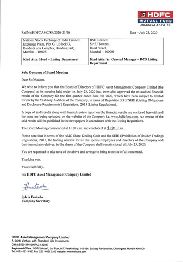 Thumbnail HDFC Asset Management Company Limited Quarterly Report 2020-q1