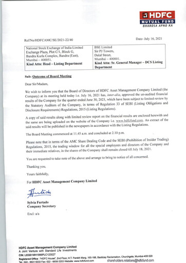 Thumbnail HDFC Asset Management Company Limited Quarterly Report 2021-q1