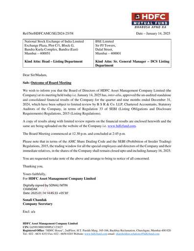 Thumbnail HDFC Asset Management Company Limited Quarterly Report 2024-q3