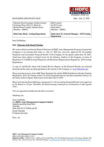 Thumbnail HDFC Asset Management Company Limited Quarterly Report 2025-q1