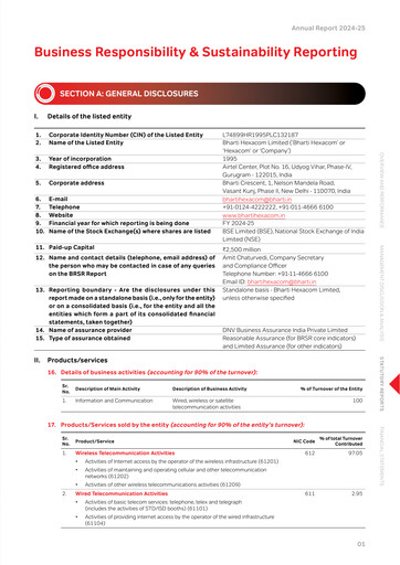 Miniature Bharti Hexacom Rapport ESG 2024-2025
