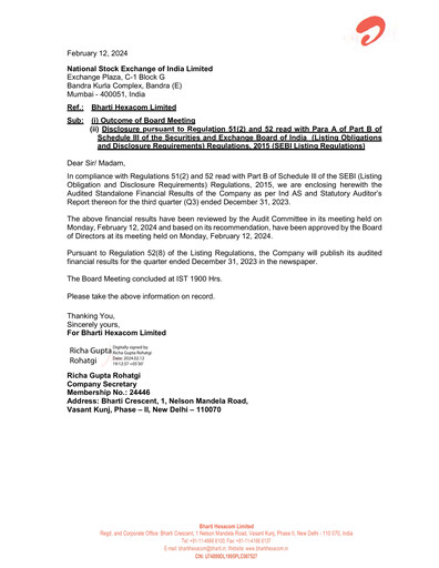 Thumbnail Bharti Hexacom Quarterly Report 2023-q3