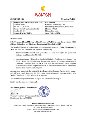 Thumbnail Kalyan Jewellers India Quarterly Report 2025-q2