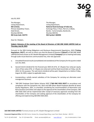 Thumbnail 360 One Wam Quarterly Report 2023-q1