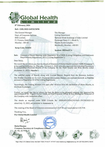 Vorschaubild Global Health Limited (Medanta) Quartalsbericht 2023-q3