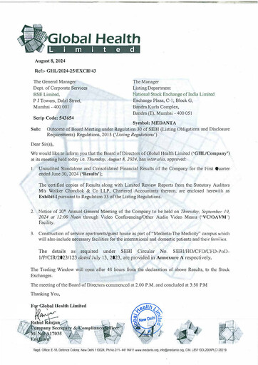 Vorschaubild Global Health Limited (Medanta) Quartalsbericht 2024-q1