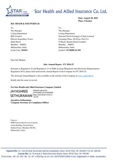 Miniature Star Health and Allied Insurance Company Rapport annuel 2024-2025