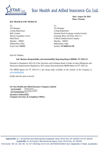 Thumbnail Star Health and Allied Insurance Company ESG Report 2023-2024