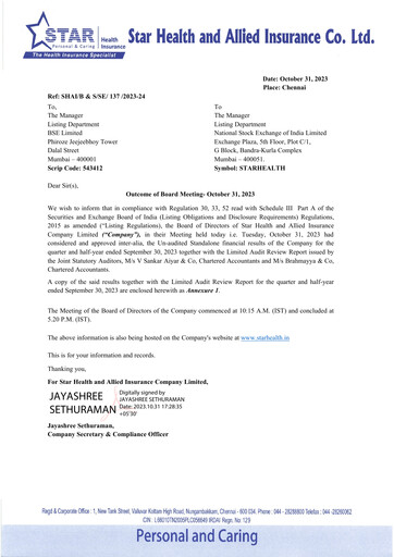 Thumbnail Star Health and Allied Insurance Company Quarterly Report 2023-q2