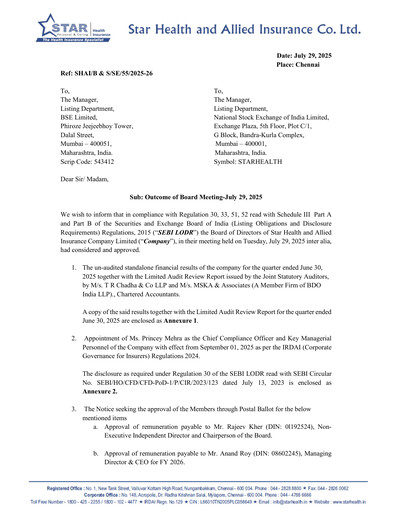 Thumbnail Star Health and Allied Insurance Company Quarterly Report 2025-q1