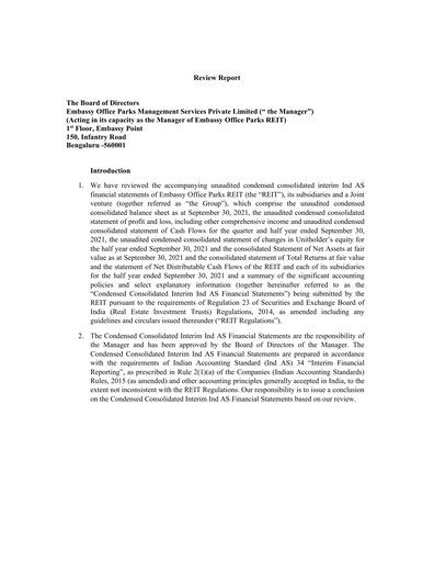 Thumbnail Embassy Office Parks REIT Quarterly Report 2021-q2
