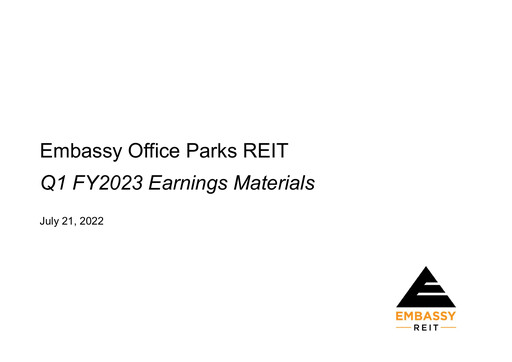 Vorschaubild Embassy Office Parks REIT Quartalsbericht 2022-q1