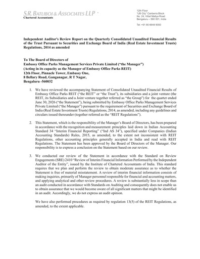 Thumbnail Embassy Office Parks REIT Quarterly Report 2026-q1