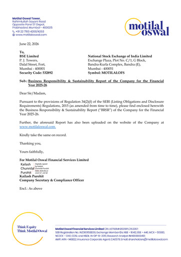 Thumbnail Motilal Oswal Financial Services ESG Report 2025-2026