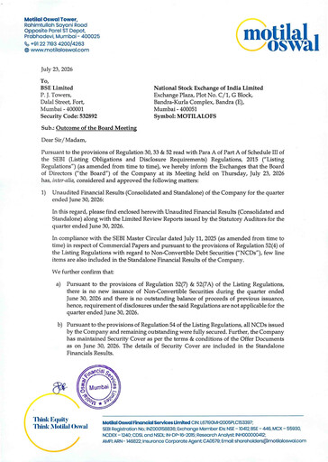 Thumbnail Motilal Oswal Financial Services Quarterly Report 2026-q1