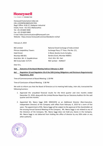 Thumbnail Honeywell Automation India Quarterly Report 2018-q3