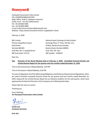 Thumbnail Honeywell Automation India Quarterly Report 2019-q3