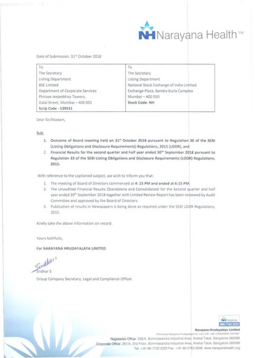 Thumbnail Narayana Hrudayalaya Quarterly Report 2018-q2