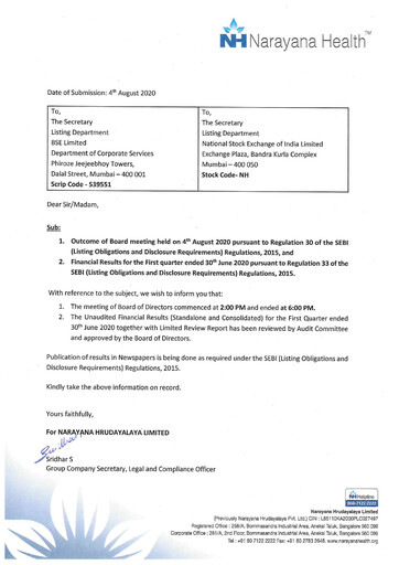 Thumbnail Narayana Hrudayalaya Quarterly Report 2020-q1