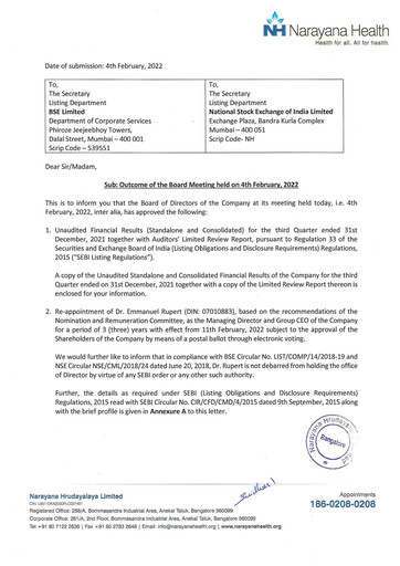 Thumbnail Narayana Hrudayalaya Quarterly Report 2021-q3