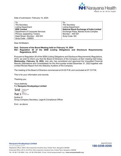 Thumbnail Narayana Hrudayalaya Quarterly Report 2023-q3