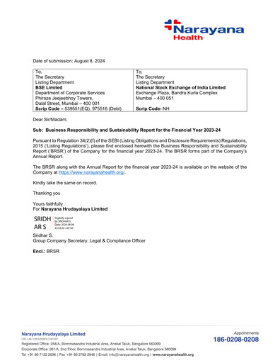 Thumbnail Narayana Hrudayalaya Sustainability Report 2023-2024