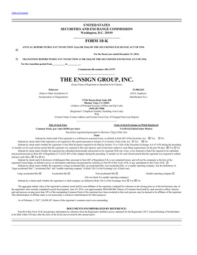 Thumbnail The Ensign Group Annual Report 2016