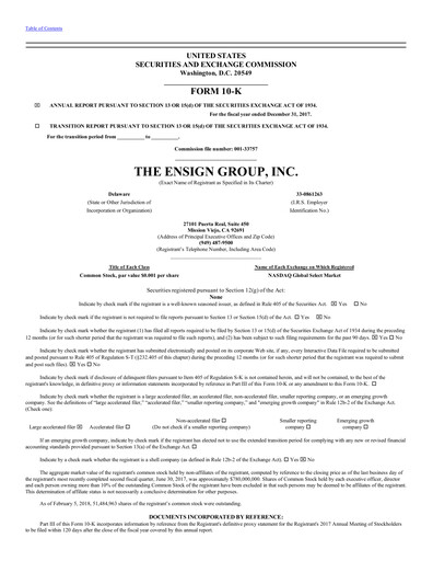 Thumbnail The Ensign Group Annual Report 2017