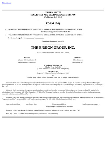 Thumbnail The Ensign Group Quarterly Report 2015-q1